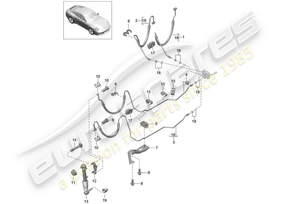 porsche 2018 (991-2) hydraulikleitung ersatzteildiagramm
