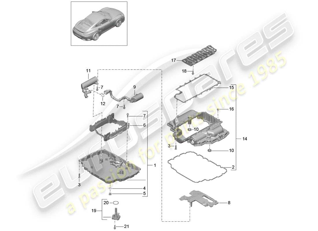 porsche 2015 (991-1 turbo) ölwanne teilediagramm
