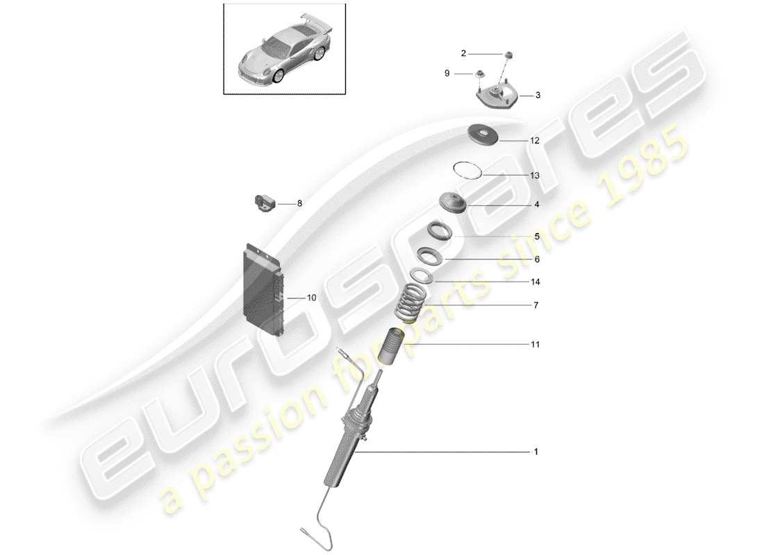 porsche 2015 (991-1 turbo) stossdämpfer teilediagramm