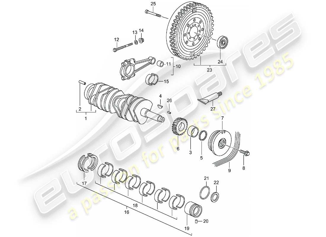 porsche 2002 (996 turbo / gt2) kurbelwelle teilediagramm