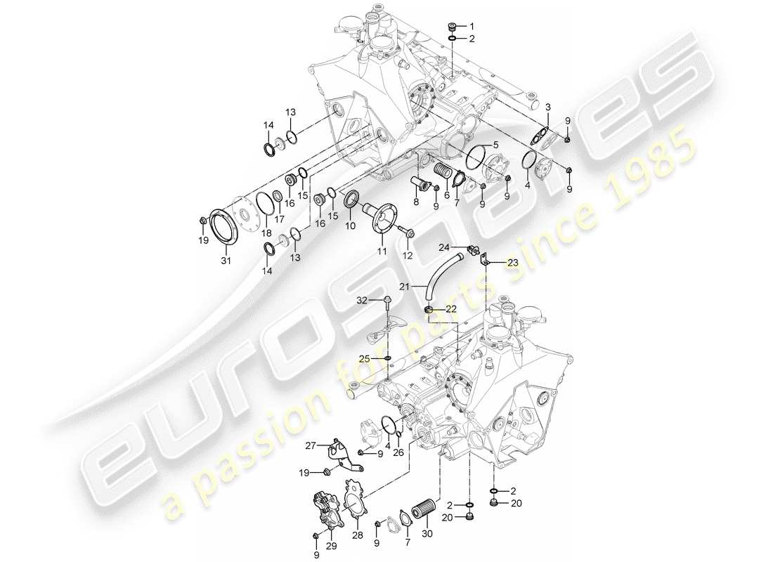 porsche 2004 (carrera gt) getriebegehäuse - teilediagramm