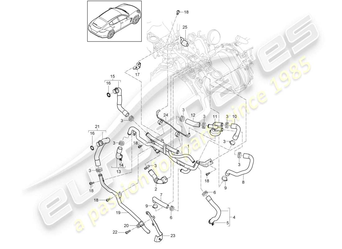 porsche 2012 (panamera 970) kühlmittelkühlung elektrischer antrieb d >>- mj 2013 ersatzteilzeichnung