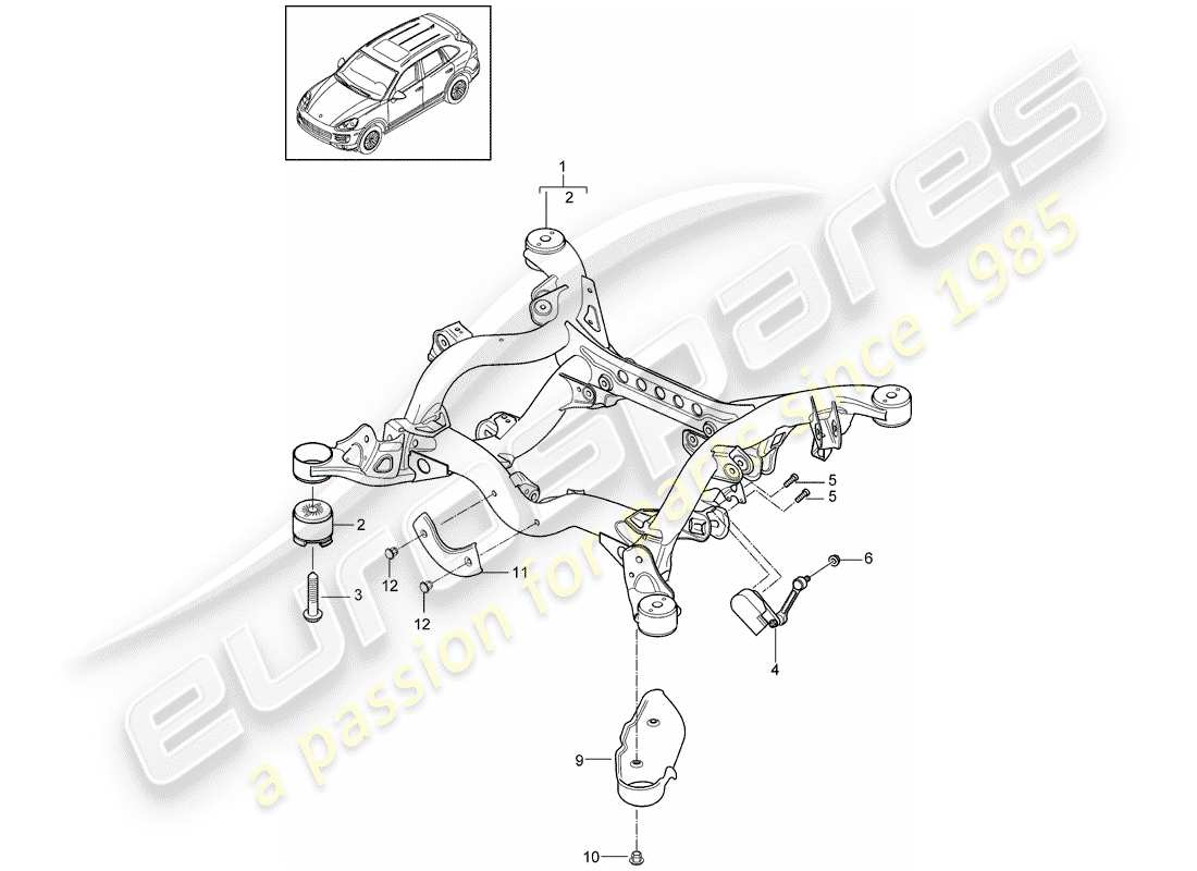 porsche 2011 (cayenne e2 92a) hinterachse teilediagramm