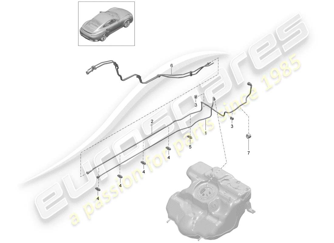 porsche 2017 (991-2 turbo) kraftstoffleitung teilediagramm