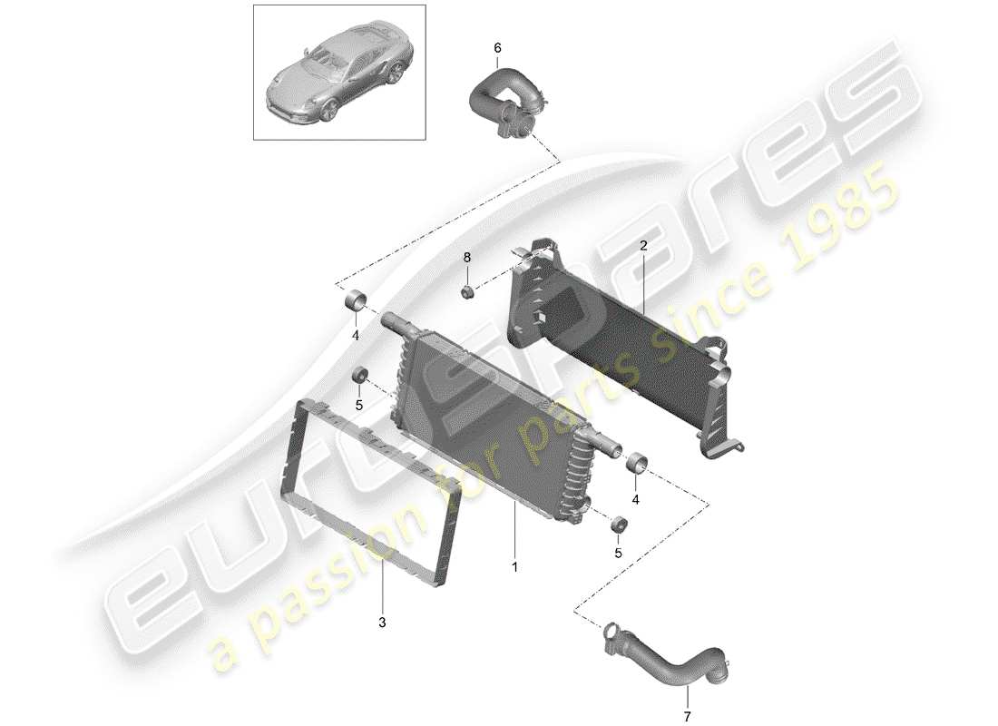 porsche 2017 (991-2 turbo) kühler-teilediagramm
