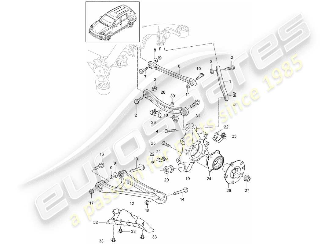 porsche 2012 (cayenne e2 92a) hinterachse teilediagramm