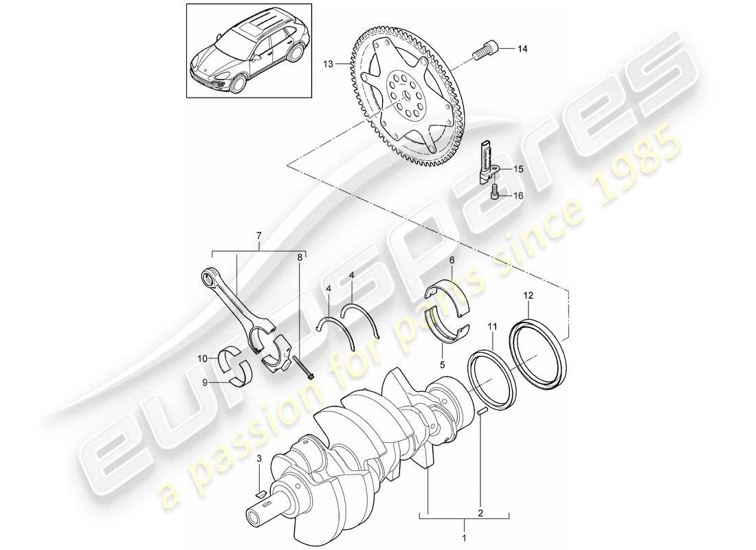 porsche 2012 (cayenne e2 92a) kurbelwelle teilediagramm