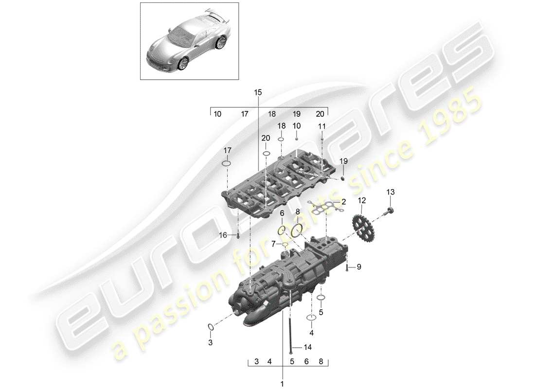 porsche 2020 (991-2 r/gt3/rs) ölpumpe ersatzteildiagramm