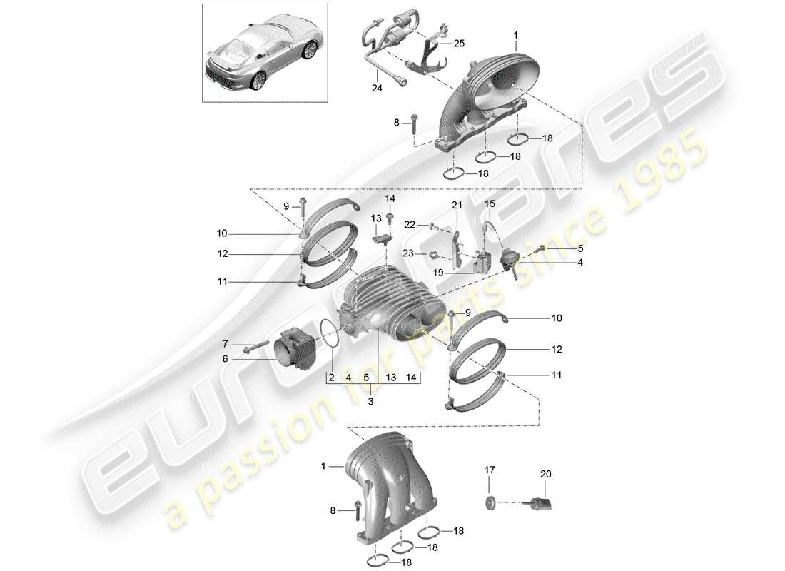 porsche 2017 (991-2 r/gt3/rs) ansaugsystem - teilediagramm