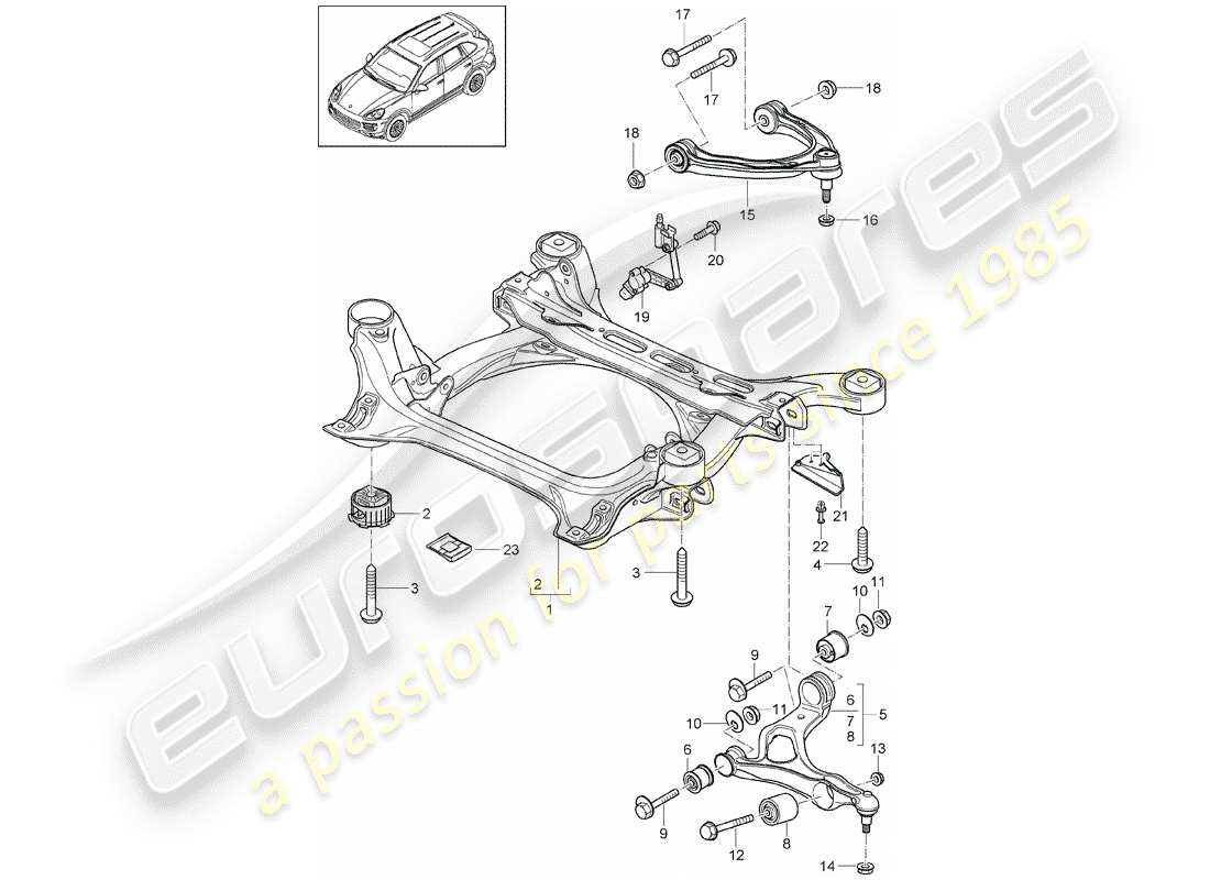 porsche 2013 (cayenne e2 92a) hilfsrahmen-ersatzteildiagramm