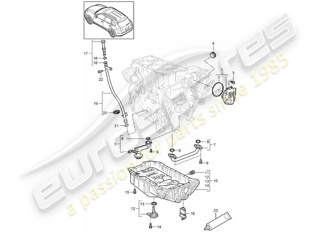 porsche 2012 (cayenne e2 92a) ölpumpe ersatzteildiagramm
