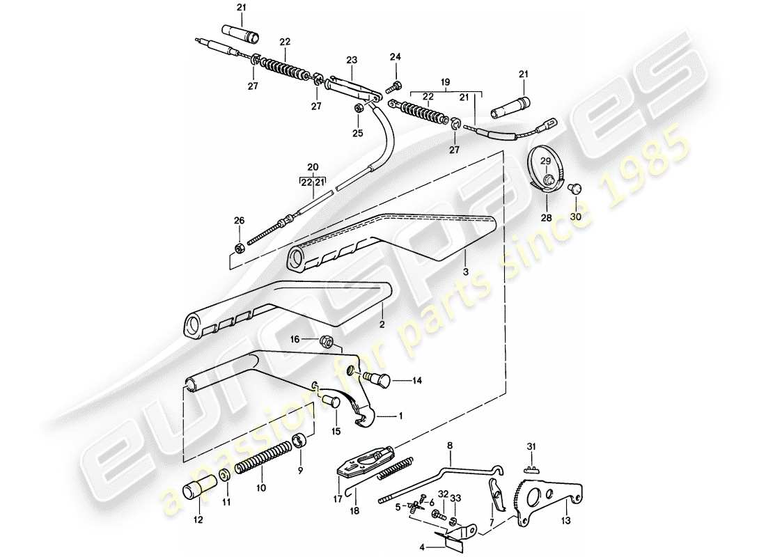 porsche 1986 (944) handbremshebel ersatzteildiagramm