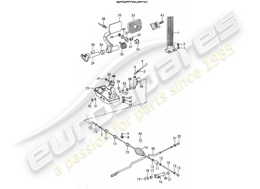 porsche 1966 (911/912) pedale teilediagramm
