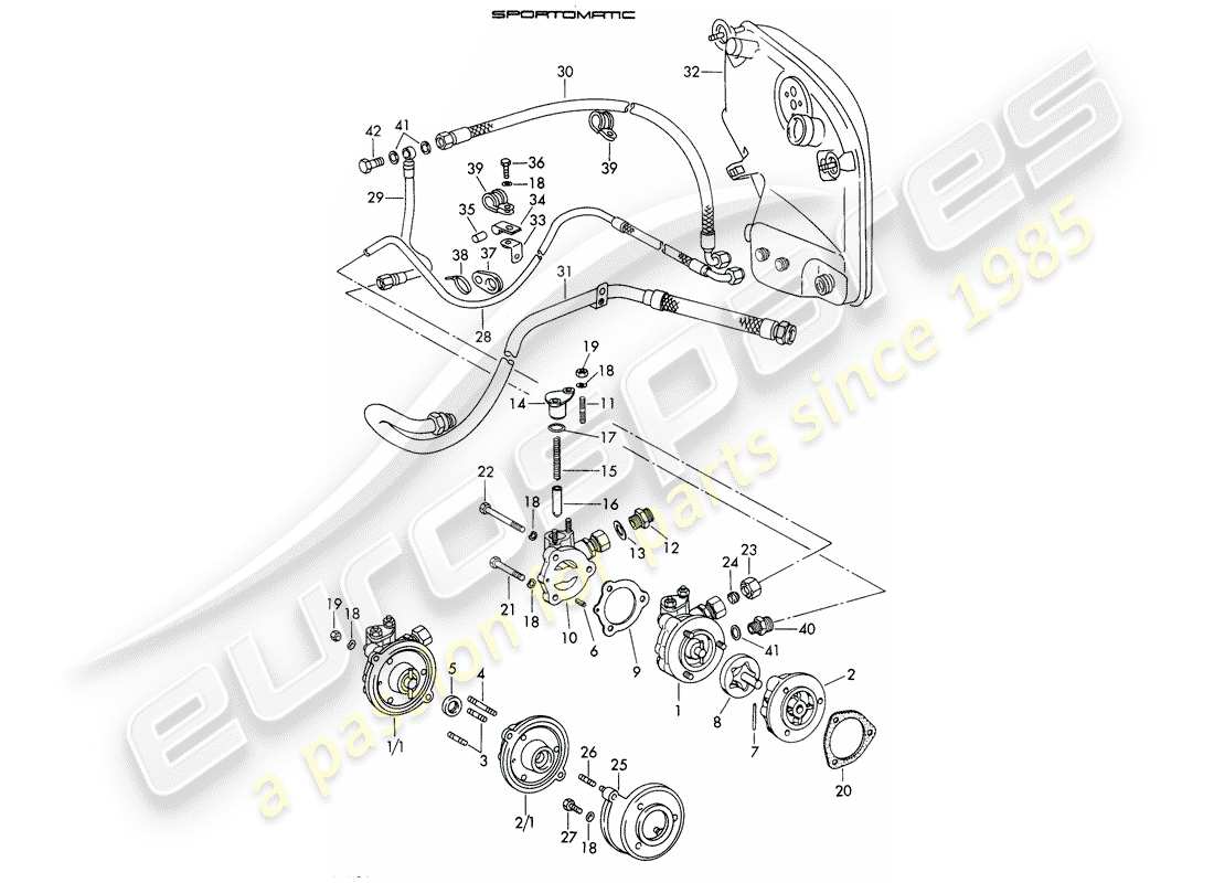 porsche 1965 (911/912) ölversorgung - für - drehmomentwandler - sportomatic ersatzteildiagramm