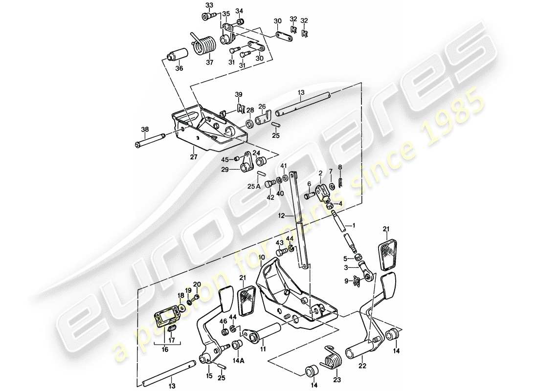 porsche 1989 (911) pedale teilediagramm