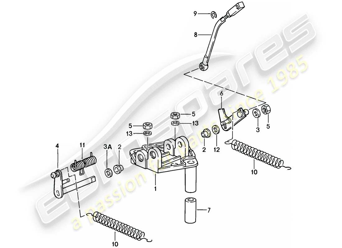 porsche 1985 (911) drosselklappengestänge - halterung ersatzteildiagramm