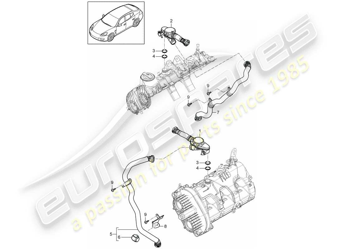 porsche 2015 (panamera 970) kurbelgehäuse-teilediagramm