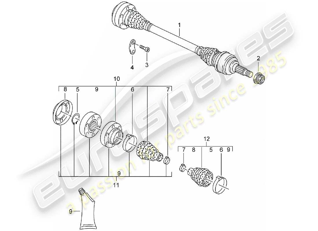 porsche 2003 (cayenne e1 9pa) antriebswelle teilediagramm