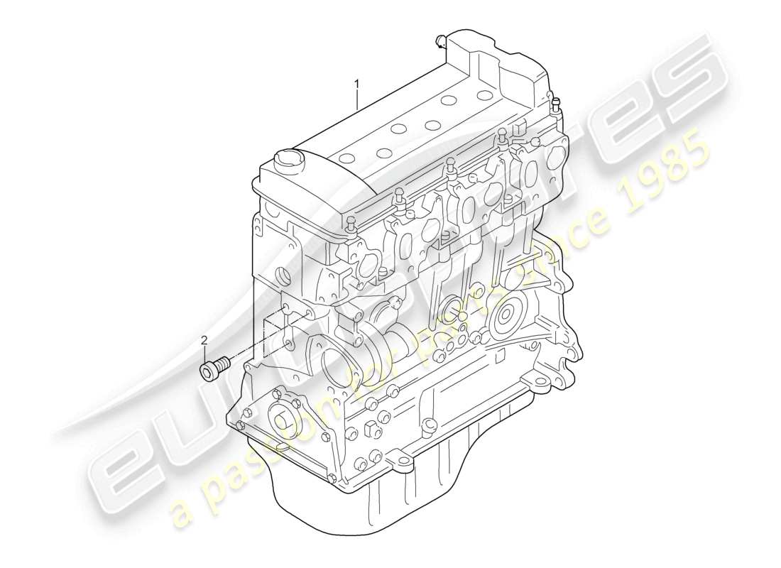porsche 2006 (cayenne e1 9pa) grundmotor bestehend aus: ventildeckel zylinderkopf kurbelgehäuse kurbelwellenölwanne d - mj 2004>> teilediagramm