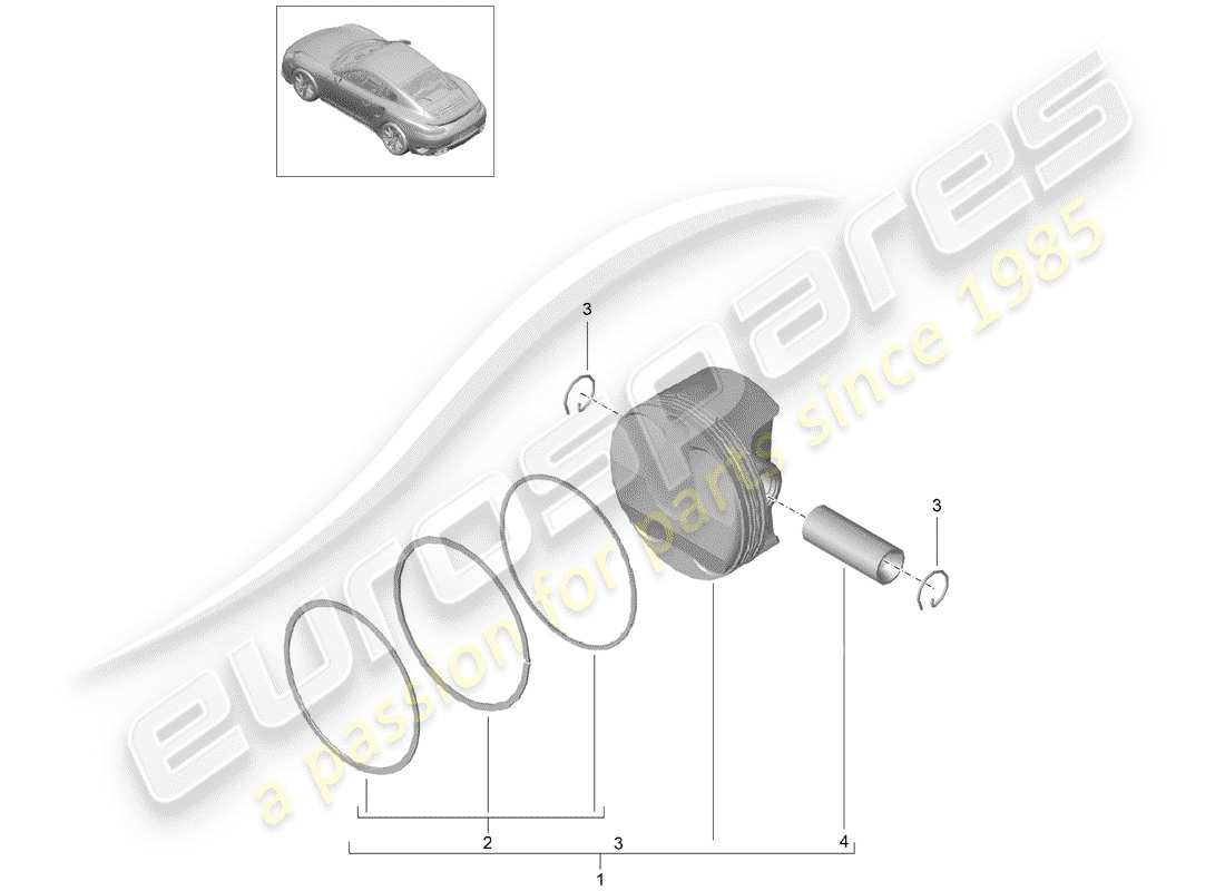 porsche 2016 (991-1 turbo) kolben-teilediagramm
