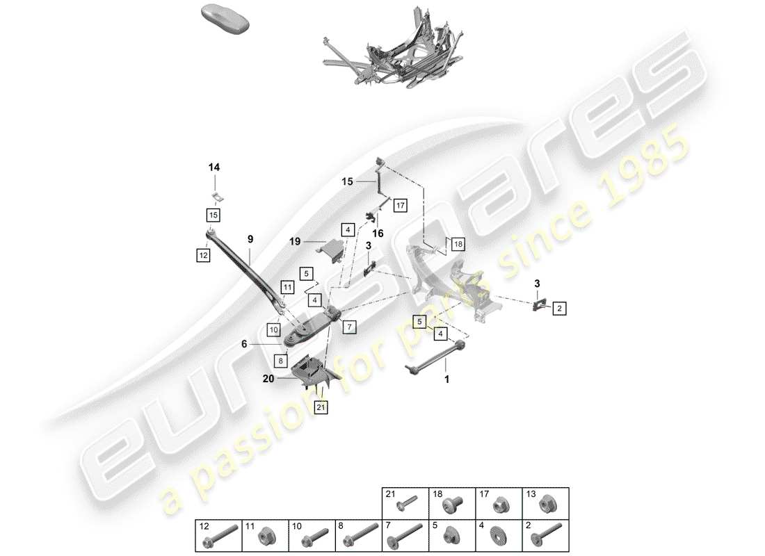 porsche 2020 (718 boxster spyder) upper link-ersatzteildiagramm