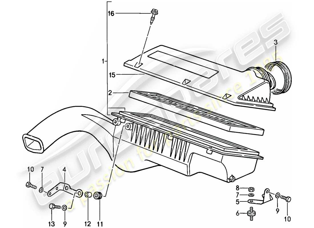 porsche 1986 (944) luftfiltersystem teilediagramm