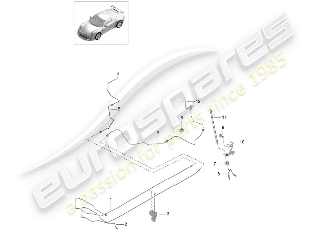 porsche 2014 (991-1 r/gt3/rs) bremsleitung ersatzteildiagramm