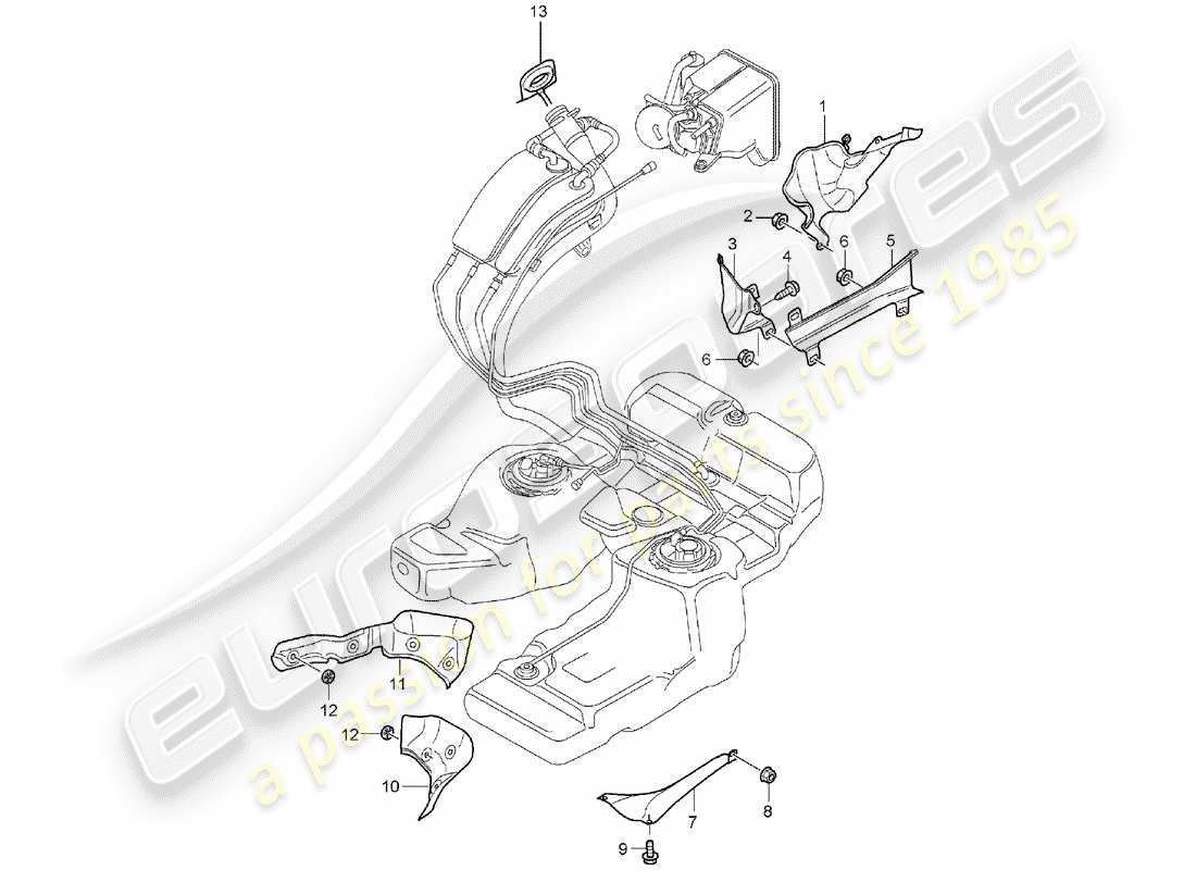 porsche 2005 (cayenne e1 9pa) kraftstofftank teilediagramm