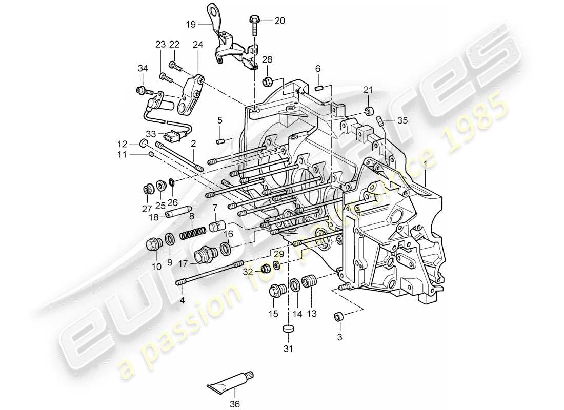 porsche 2011 (997-2 gt3) kurbelgehäuse-teilediagramm