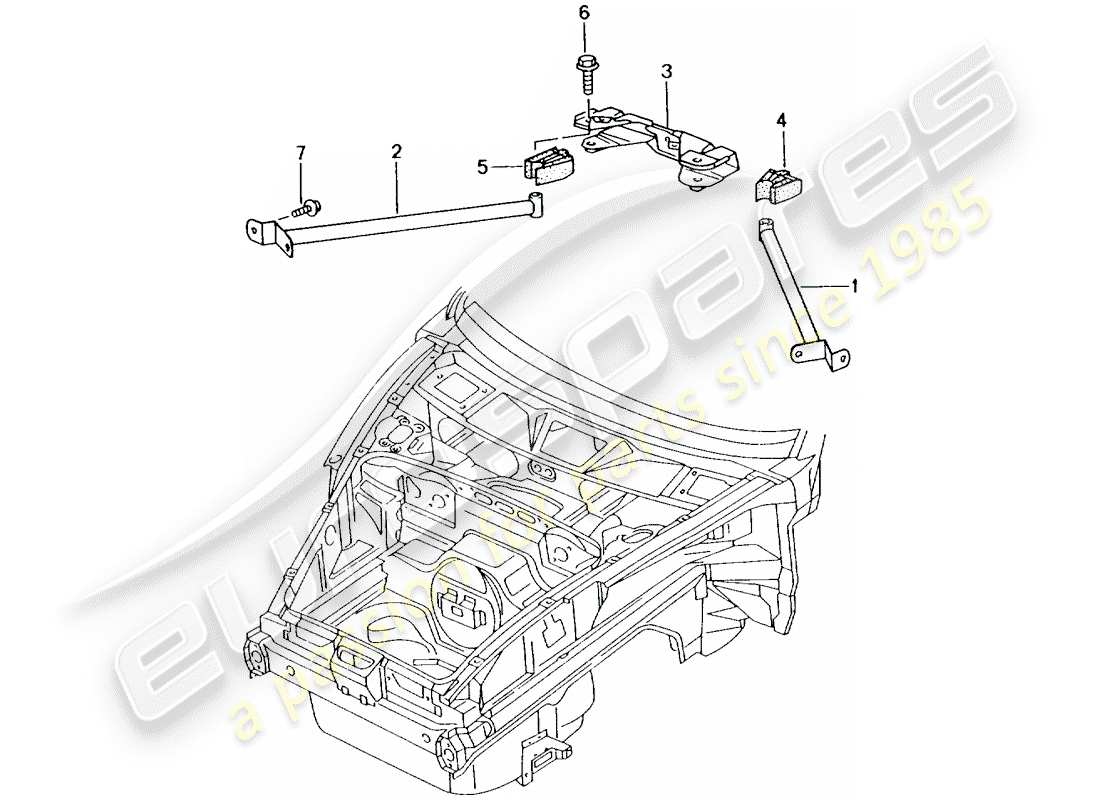 porsche 2003 (996 turbo / gt2) dome strut-ersatzteildiagramm