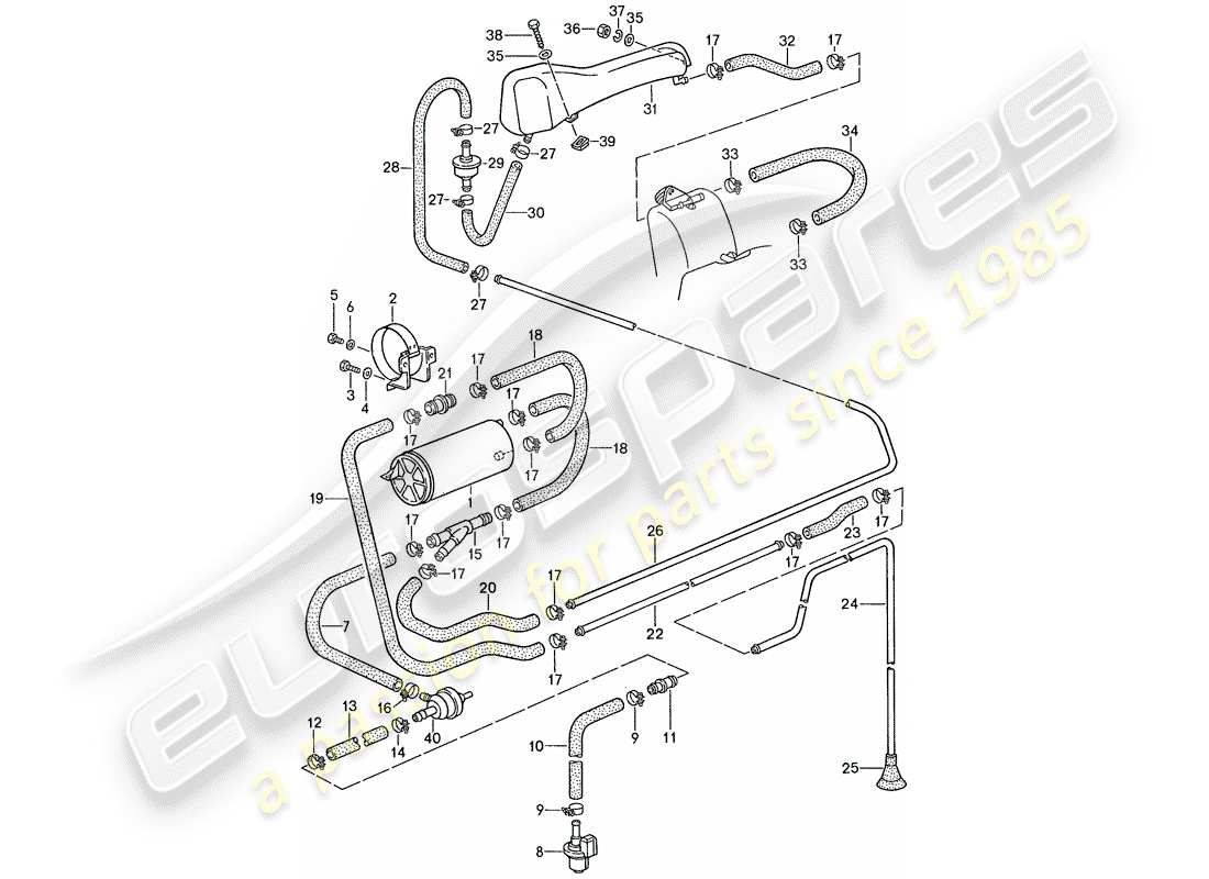 porsche 1988 (928) tankbelüftung ersatzteildiagramm