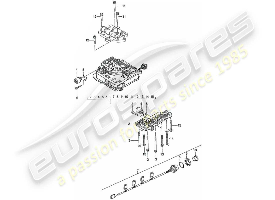 porsche 1994 (968) tiptronic - schaltereinheit - magnetventil ersatzteildiagramm
