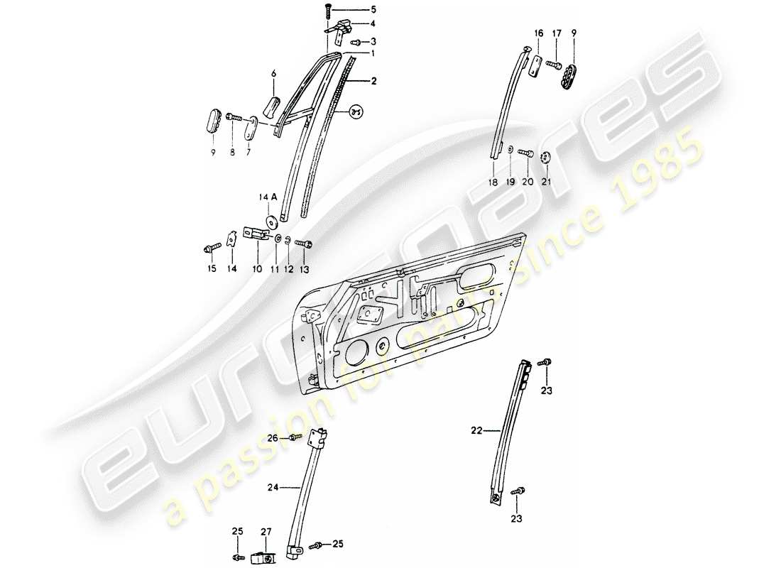 porsche 1992 (964) fensterrahmen ersatzteildiagramm