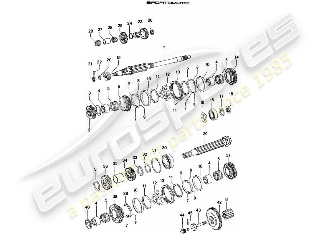 porsche 1974 (914) zahnräder und wellen ersatzteildiagramm