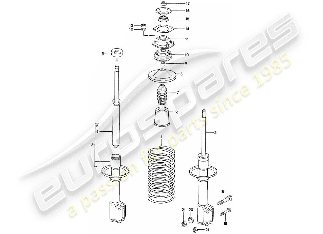 porsche 1983 (924) aufhängung - schwingungsdämpfer ersatzteildiagramm
