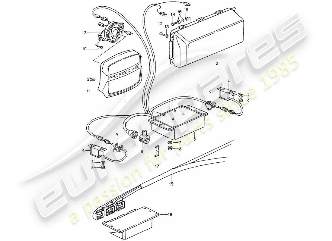 porsche 1991 (964) airbag-teilediagramm