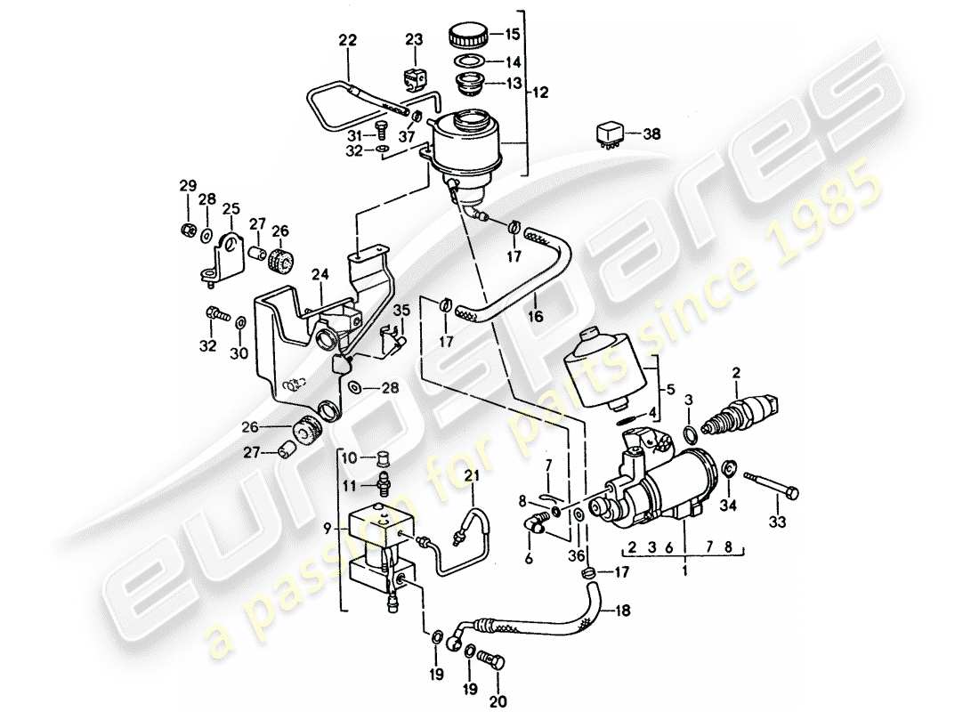 porsche 1992 (928) automatikgetriebe - sperrsteuerung 1 ersatzteildiagramm
