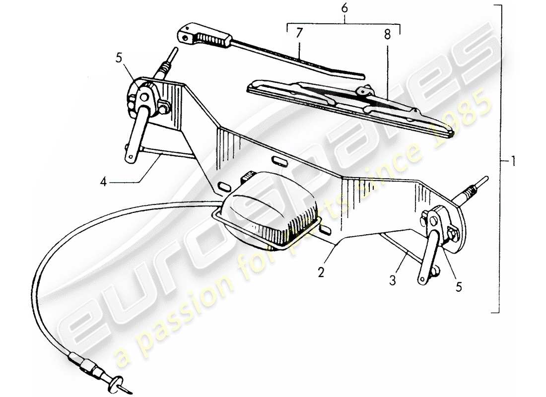 porsche 1958 (356/356a) scheibenwischersystem - ersatzteildiagramm