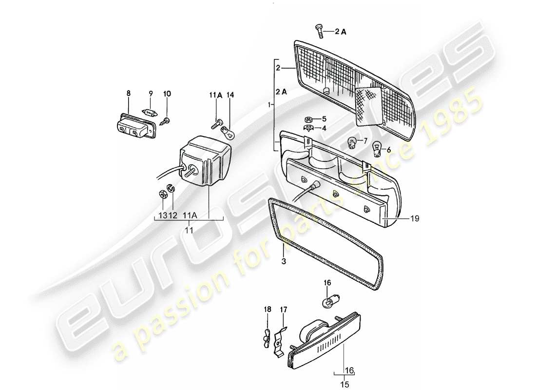 porsche 1981 (928) rücklicht ersatzteildiagramm