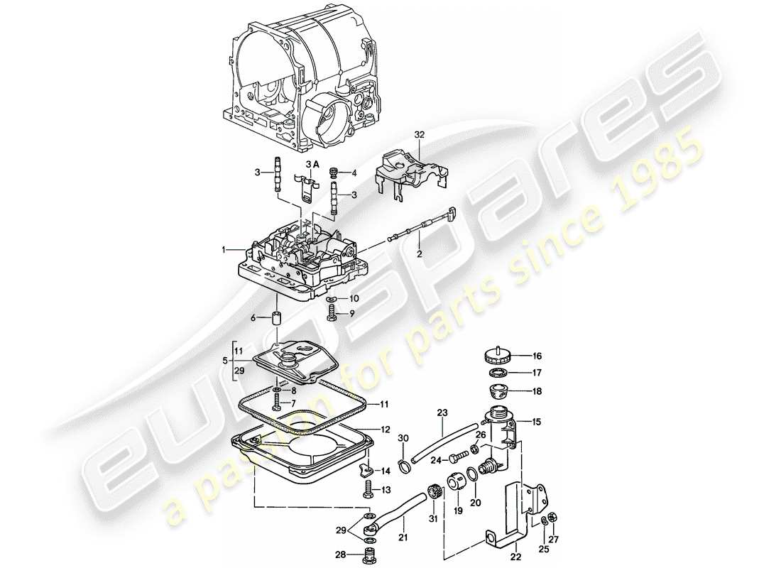 porsche 1982 (928) schaltventilkörper - automatikgetriebe ersatzteildiagramm