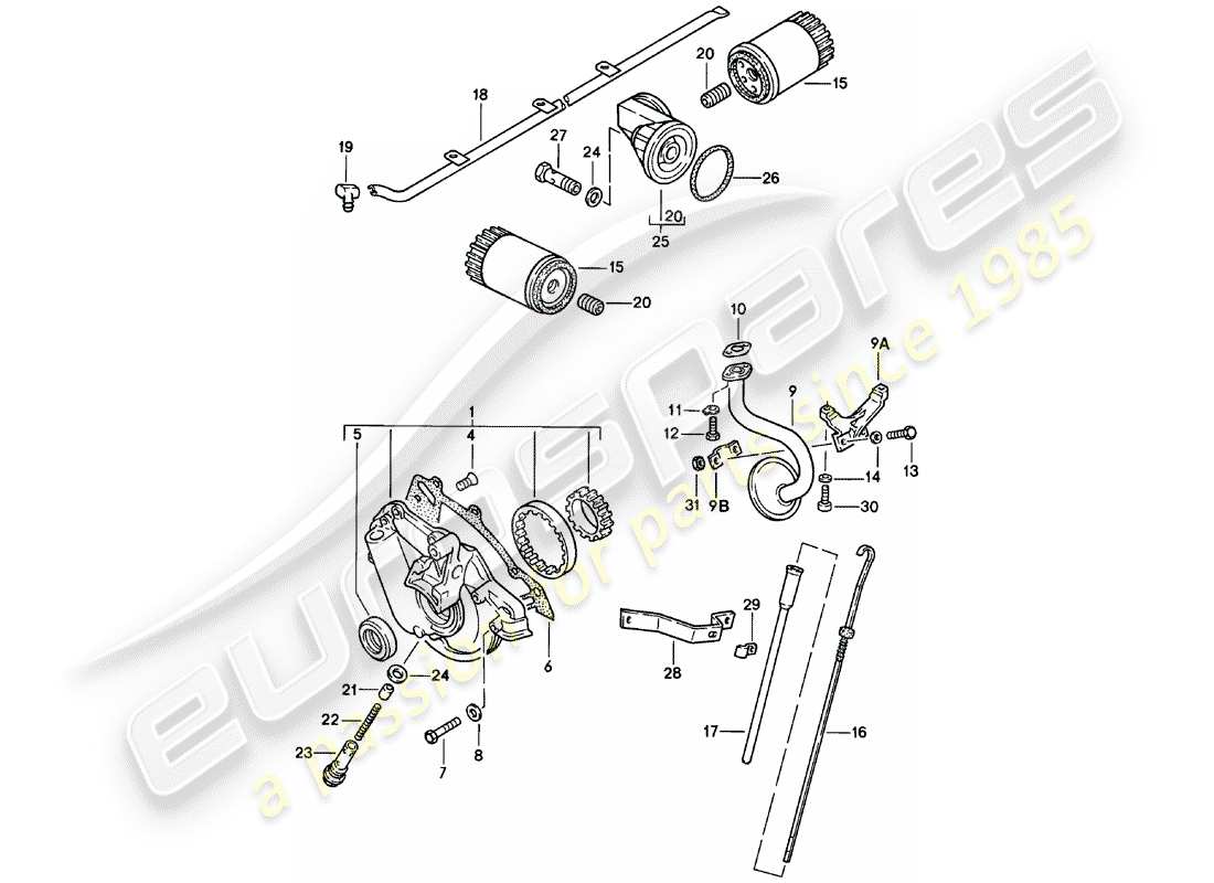 porsche 1983 (924) motorschmierung teilediagramm