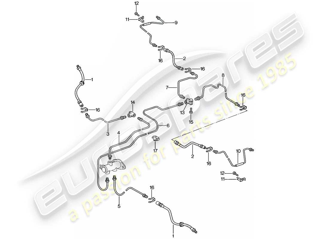 porsche 1988 (924s) bremsleitungen ersatzteildiagramm