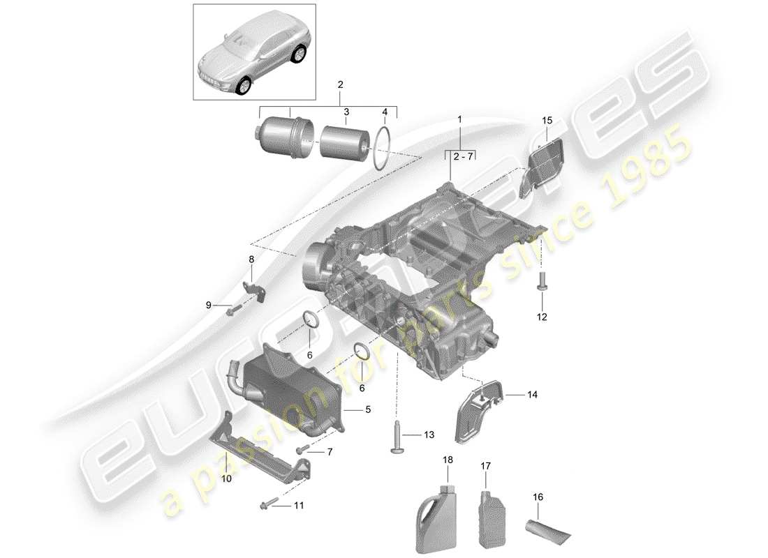 porsche 2016 (macan) ölleitendes gehäuse ersatzteildiagramm
