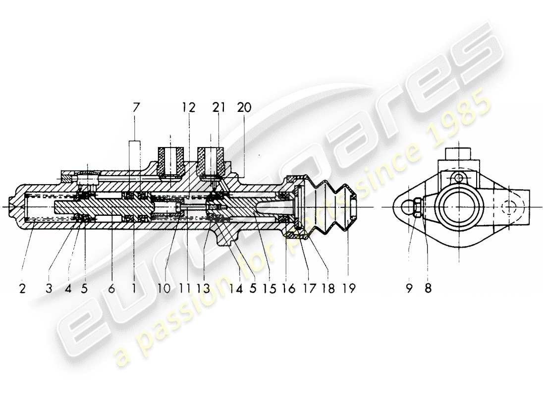 porsche 1965 (911/912) hauptbremszylinder - $ 19,05 - ohne: - warnfunktion - einzelteile - d - mj 1969>> - mj 1969 ersatzteildiagramm