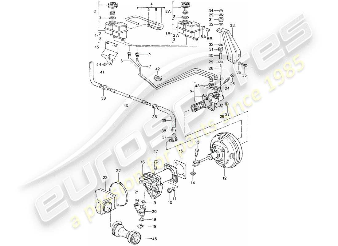 porsche 1992 (964) vorratsbehälter für - bremsflüssigkeit - hauptbremszylinder ersatzteildiagramm