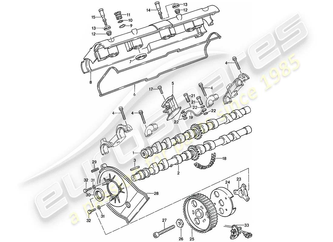 porsche 1988 (944) nockenwelle teilediagramm