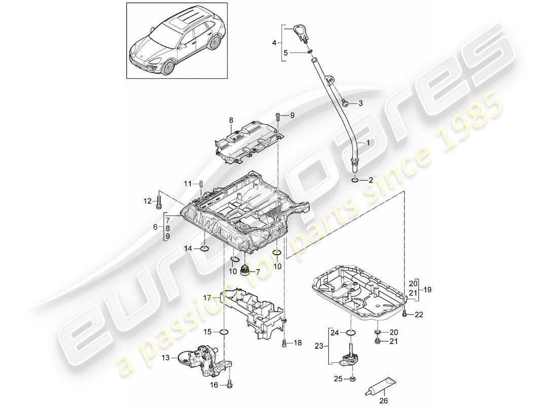 porsche 2014 (cayenne e2 92a) ölleitendes gehäuse ersatzteildiagramm