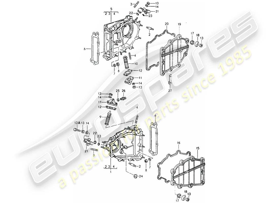 porsche 1993 (964) kettengehäuse - spanner - kette ersatzteildiagramm