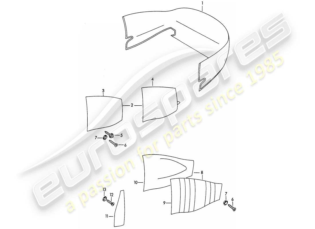 porsche 1963 (356b/356c) zierleisten - innenausstattung ersatzteildiagramm