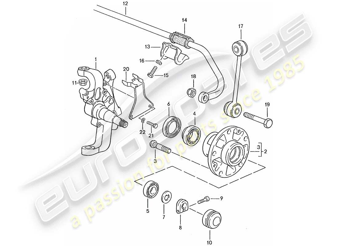 porsche 1991 (928) achsschenkel – schmiermittel teilediagramm